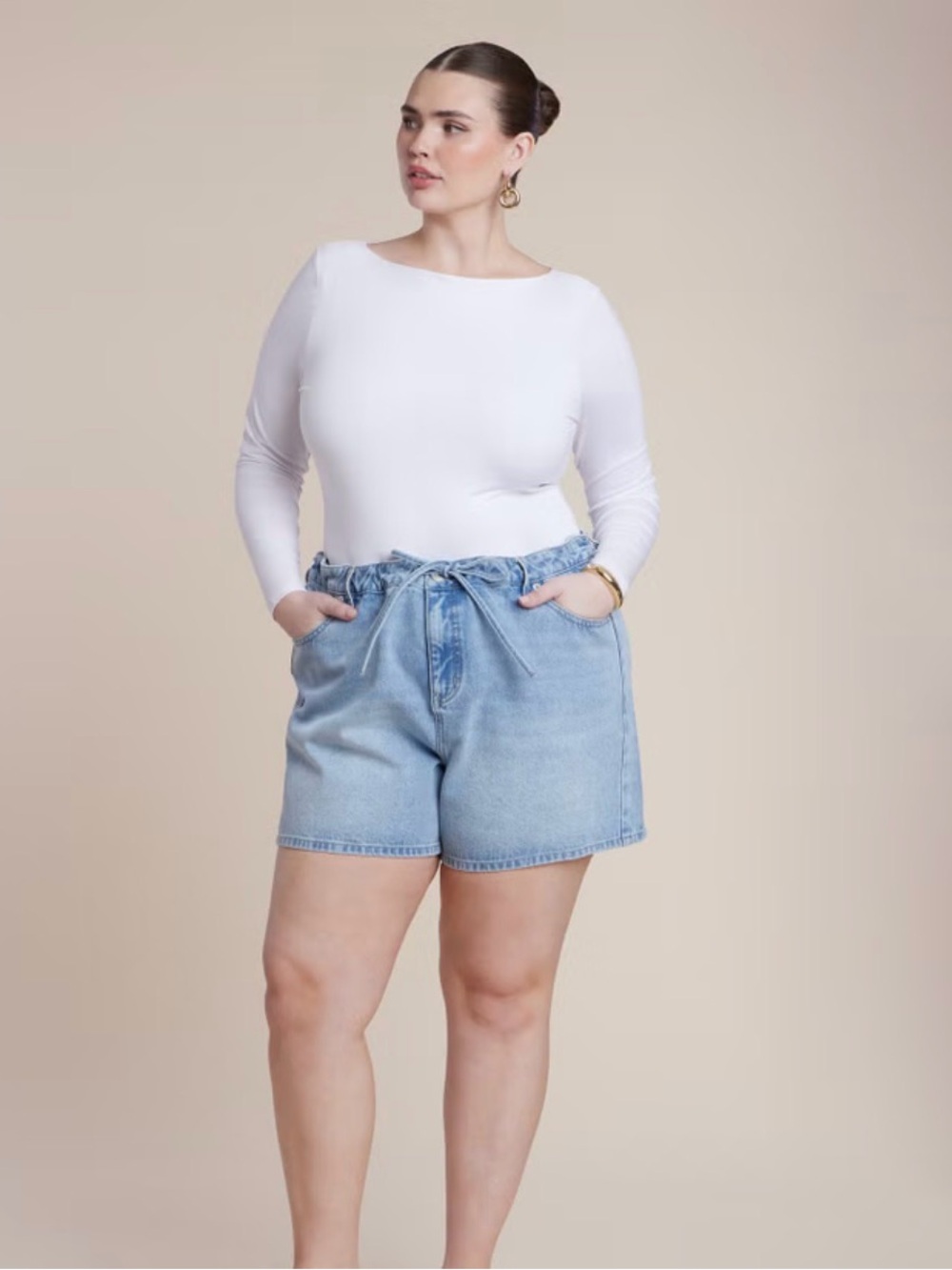 Drawstring Lightweight Denim Short